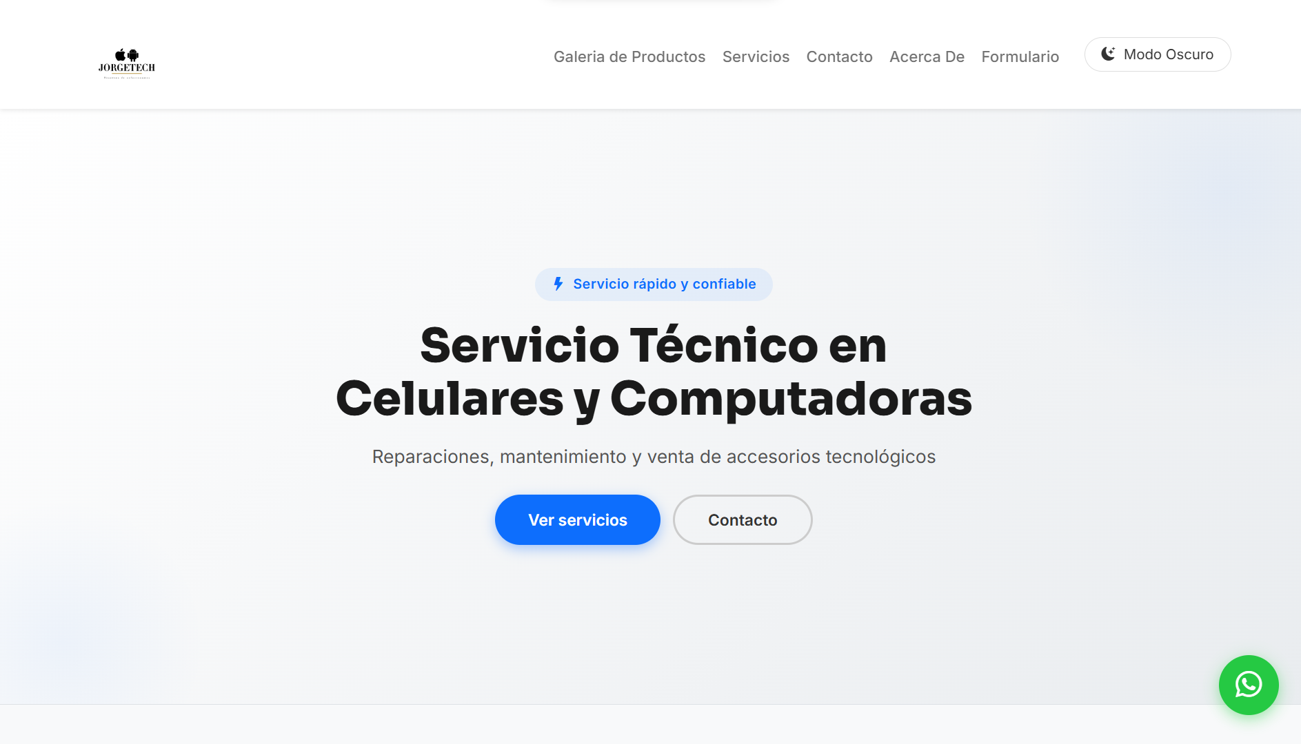 Captura del sitio JorgeTech