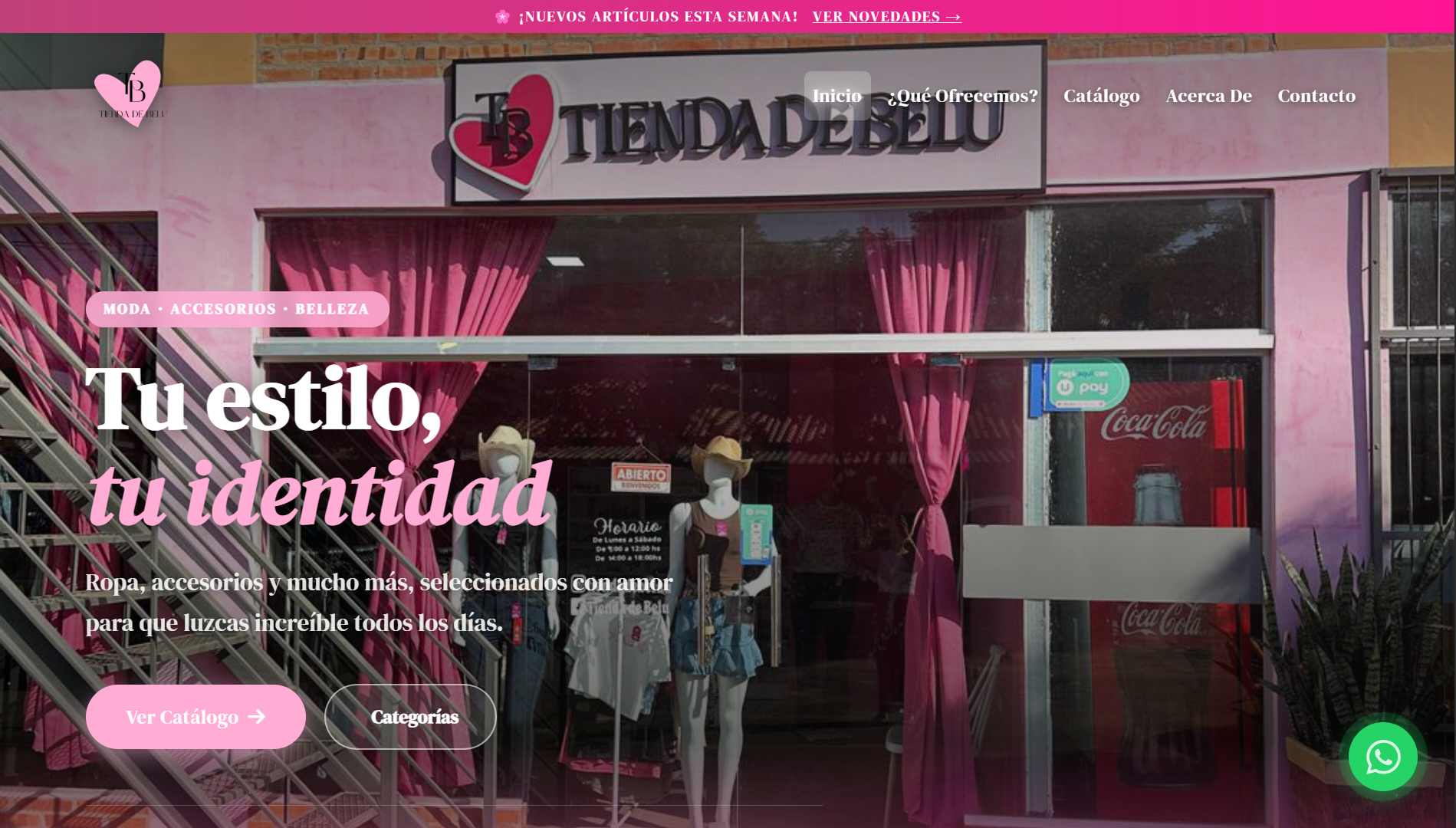 Captura del sitio Tienda de Belu